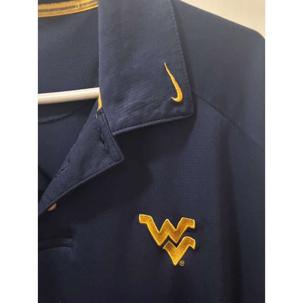 West Virginia Mountaineers Polo Shirt Men Large Nike Dri Fit Performance Coaches